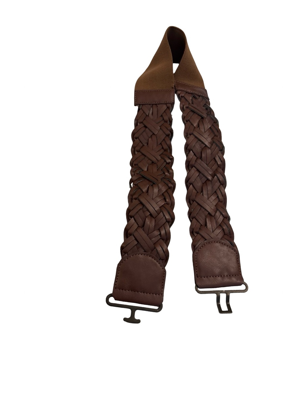 Vintage Cognac Brown Braided Leather Boho Women’s Stretch Retro Belt